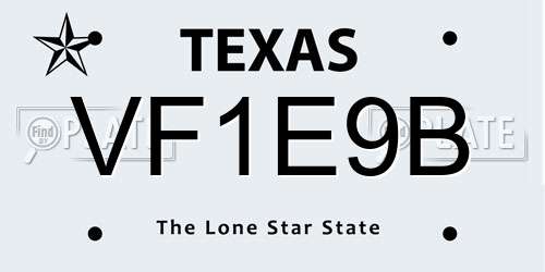 VF1E9B Texas License Plate