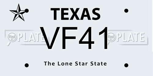 VF41 Texas License Plate