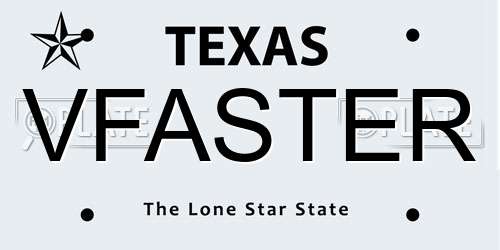 VFASTER Texas License Plate