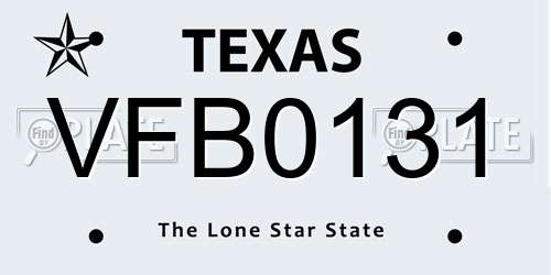 VFB0131 Texas License Plate