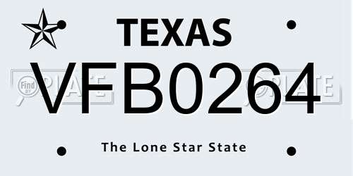 VFB0264 Texas License Plate