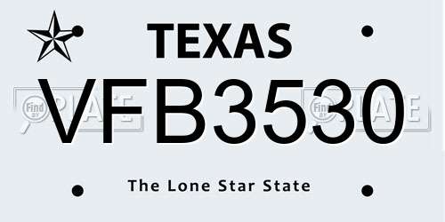 VFB3530 Texas License Plate