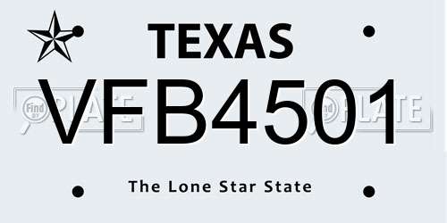 VFB4501 Texas License Plate