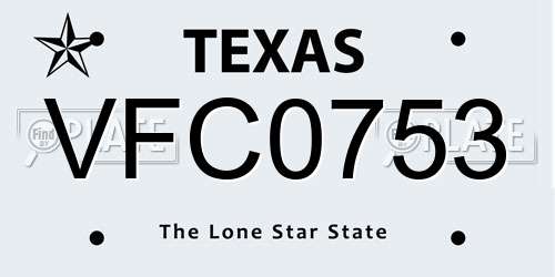 VFC0753 Texas License Plate