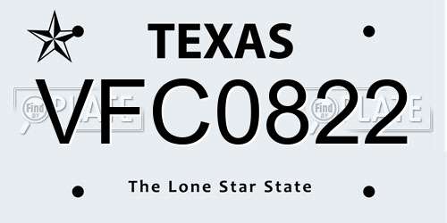 VFC0822 Texas License Plate
