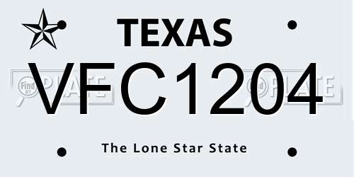 VFC1204 Texas License Plate