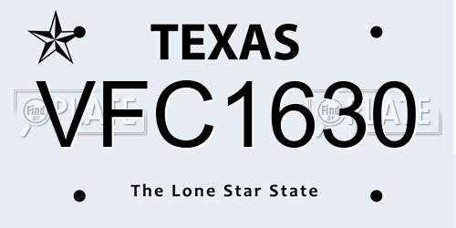 VFC1630 Texas License Plate