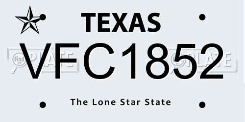 VFC1852 Texas License Plate
