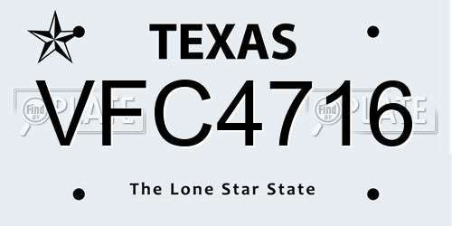 VFC4716 Texas License Plate