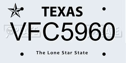 VFC5960 Texas License Plate
