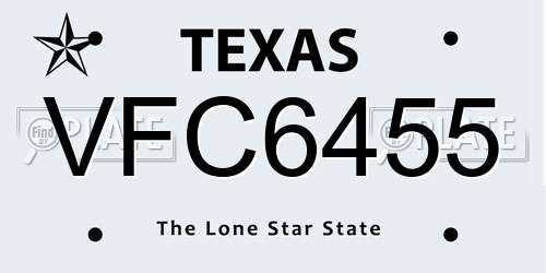 VFC6455 Texas License Plate