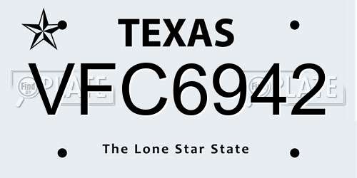 VFC6942 Texas License Plate