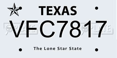 VFC7817 Texas License Plate
