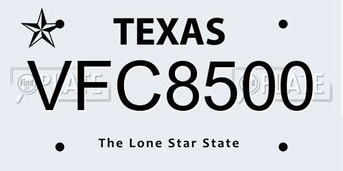 VFC8500 Texas License Plate