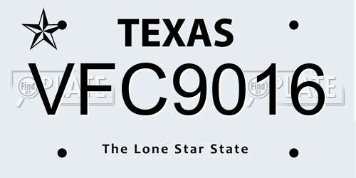 VFC9016 Texas License Plate