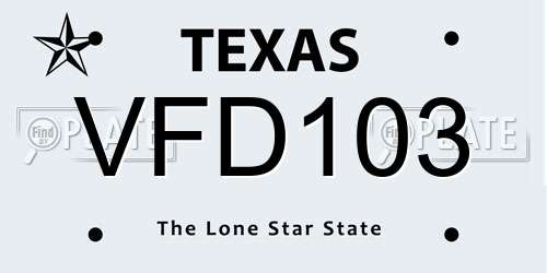 VFD103 Texas License Plate