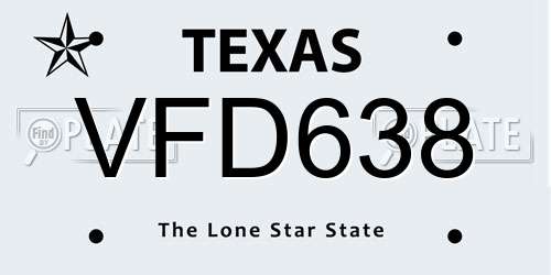 VFD638 Texas License Plate