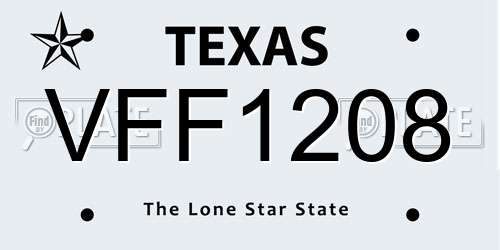 VFF1208 Texas License Plate