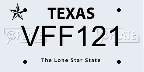 VFF121 Texas License Plate