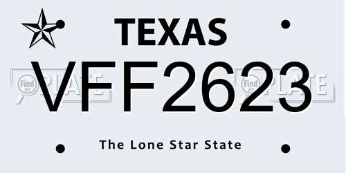 VFF2623 Texas License Plate