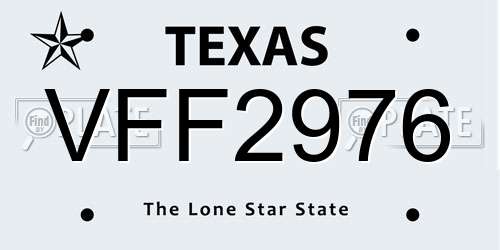 VFF2976 Texas License Plate