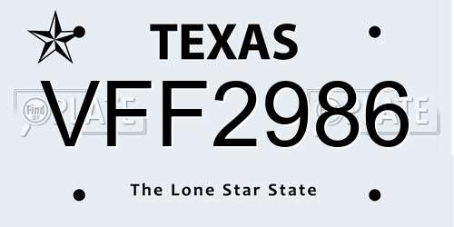VFF2986 Texas License Plate