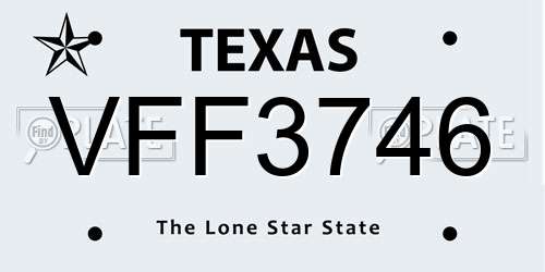 VFF3746 Texas License Plate