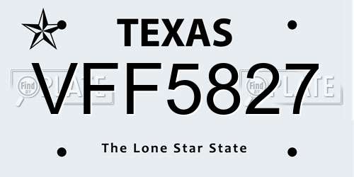 VFF5827 Texas License Plate