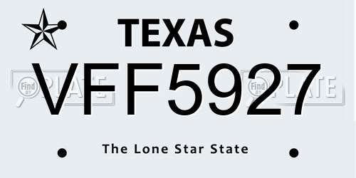 VFF5927 Texas License Plate