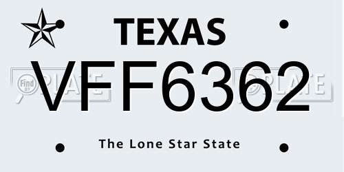 VFF6362 Texas License Plate