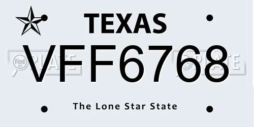 VFF6768 Texas License Plate