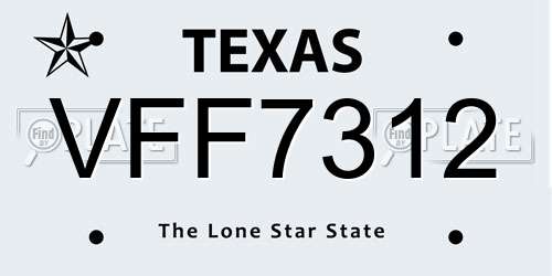 VFF7312 Texas License Plate