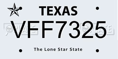 VFF7325 Texas License Plate