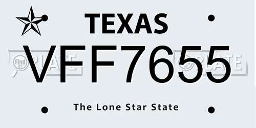 VFF7655 Texas License Plate