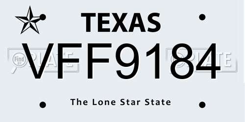 VFF9184 Texas License Plate