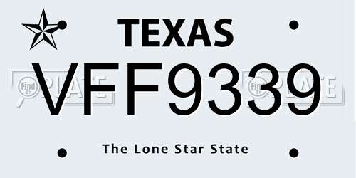VFF9339 Texas License Plate