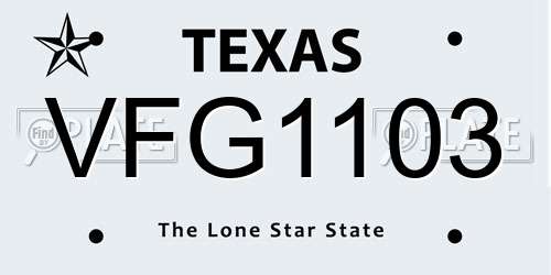 VFG1103 Texas License Plate