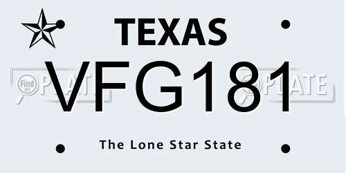 VFG181 Texas License Plate