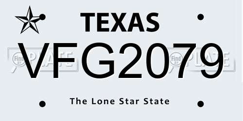 VFG2079 Texas License Plate