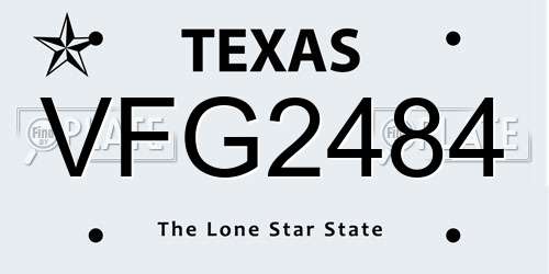 VFG2484 Texas License Plate