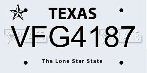 VFG4187 Texas License Plate