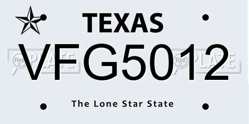 VFG5012 Texas License Plate
