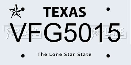 VFG5015 Texas License Plate