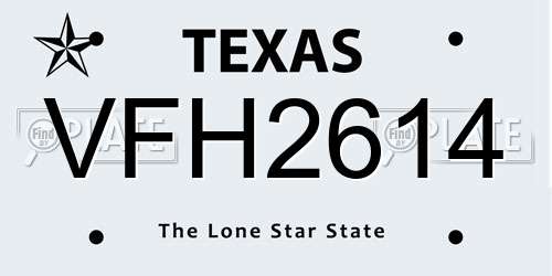 VFH2614 Texas License Plate