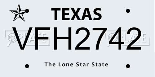 VFH2742 Texas License Plate