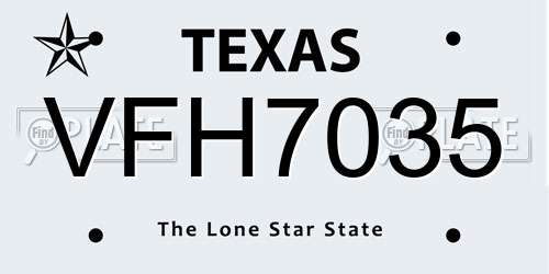 VFH7035 Texas License Plate