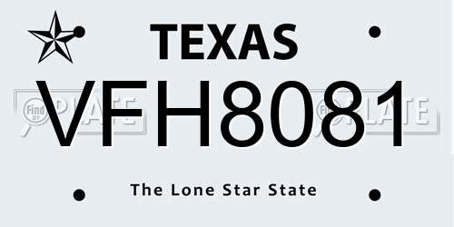 VFH8081 Texas License Plate