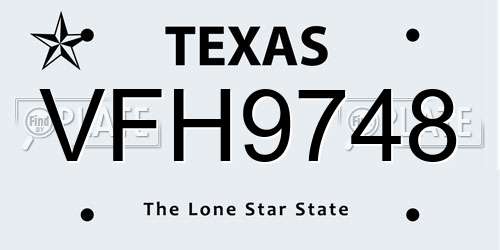 VFH9748 Texas License Plate