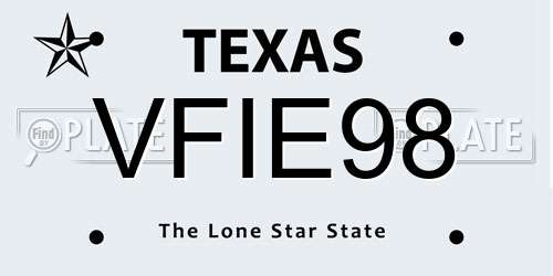VFIE98 Texas License Plate