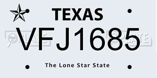 VFJ1685 Texas License Plate